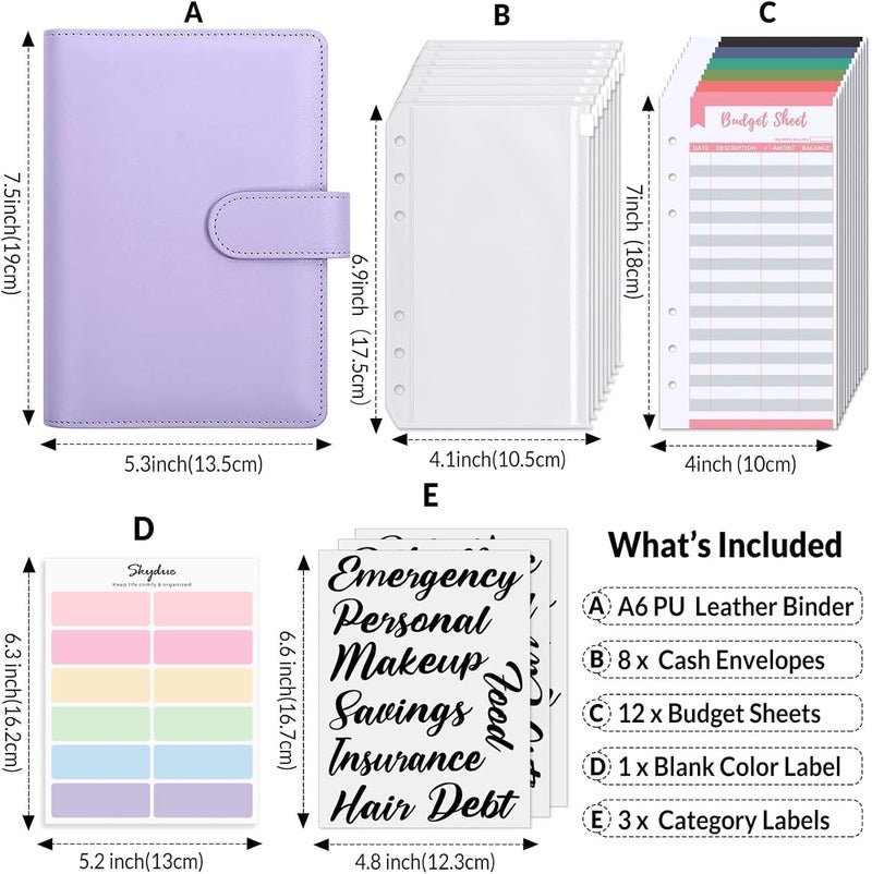 Skydue Budget Binder, Money Saving Binder with Zipper Envelopes, Cash Envelopes and Expense Budget Sheets for Budgeting - Image 2